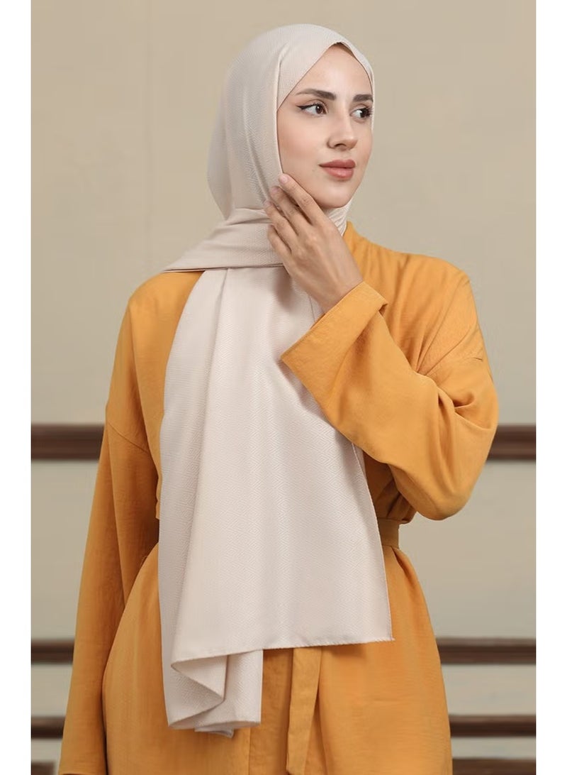 Sefa Merve Women's Jacquard Shawl - Beige - Image 3